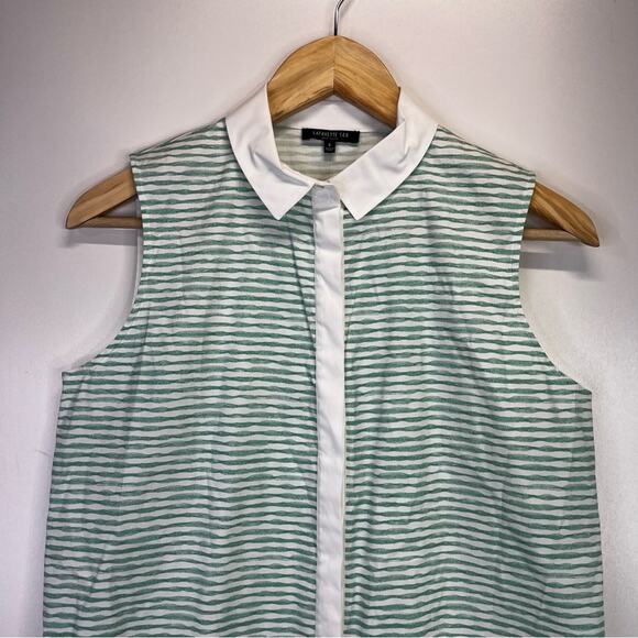 Lafayette 148 New York Striped top green white - S - Picture 2 of 10